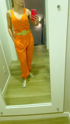 Conjunto calça e cropped M Laranja