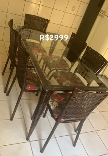 Mesa de Vime Com 06 Cadeiras Nova