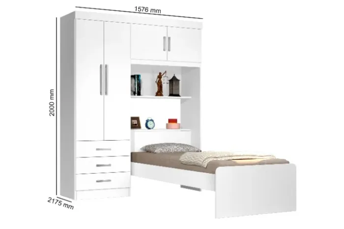 ROUPEIRO COM CABECEIRA BAÚ + CAMA SOLTEIRO CONJUGADO PROMOÇÃO = FRETE + MONTAGEM GRÁTIS
