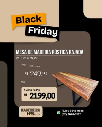 MESA DE MADEIRA RÚSTICA RAJADA apenas R$2000