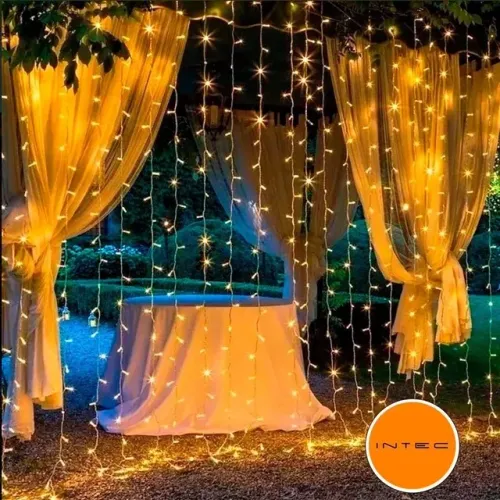 Cortina 500 Led Fixo 110V 3 m X 2.5 m Branco frio ou Branco Quente c/fio com fio branco