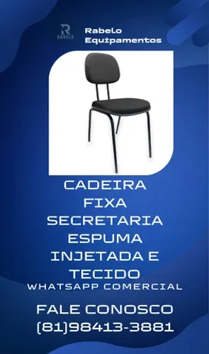 Cadeira Fixa Secretaria Estofada em até 5x sem juros no cartão 