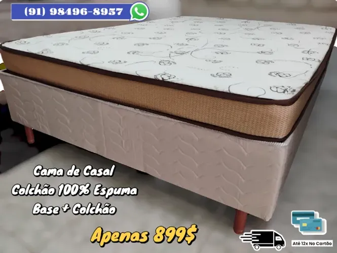 CAMA DE CASAL COLCHÃO 100% ESPUMA