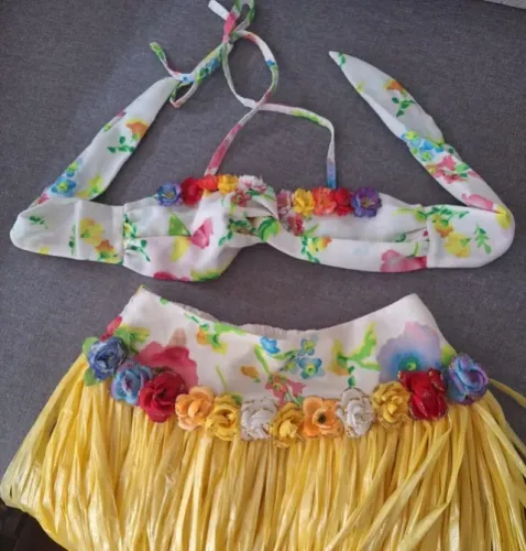 Fantasia havaiana amarela infantil