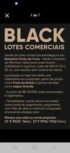 2 Dois Lotes Balneário Ponta da Fruta, pra galpão, Rua Marmelo, troco, parcelo, vila velha