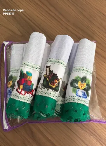 Panos de Copa - Várias Cores Bordadas - Entrega Grátis