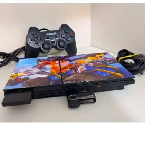 Playstation 2 com jogos Crash Bandicoot com 400 jogos