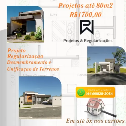 FAÇO PROJETO DE CASA **ATE 80m2 R$1700,00** COM FACHADA 3D