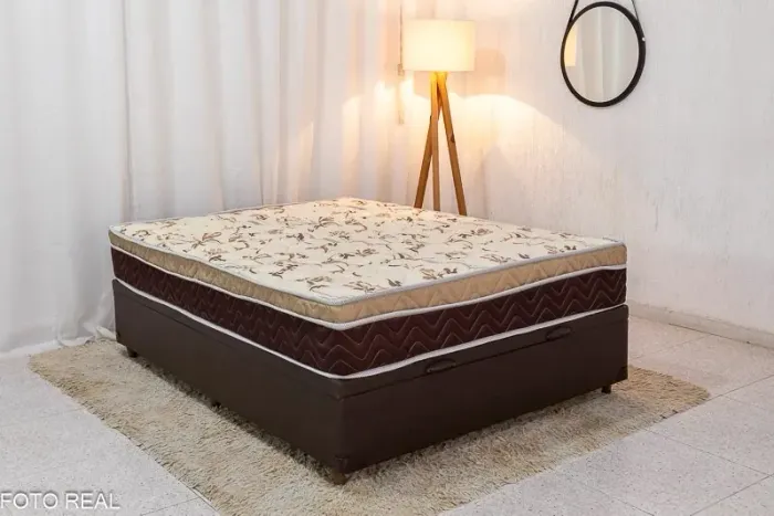 Box Baú Casal+ Colchão Casal Livina Molas Ensacadas- Receba Amanhã