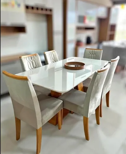 Mesa de Jantar 6 Cadeiras com Tampo de Vidro 1,60m  (Novo) Entrega Grátis! 