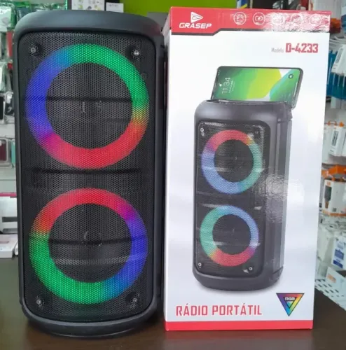 CAIXA DE SOM COM KARAOKE MICROFONE BRINDE