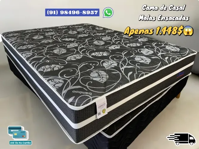 CAMA DE CASAL MOLAS ENSACADAS TECIDO FIBRA DE BAMBU