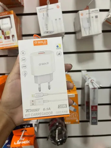 Kit Carregador Turbo 30W Alpha Gold para iPhone - Novo