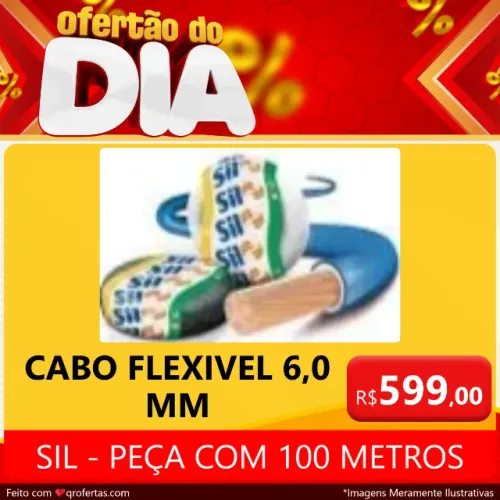 CABO FLEXIVEL 6,0 MM 750V SIL PEÇA COM 100 METROS - CERTIFICADO PELO INMETRO 