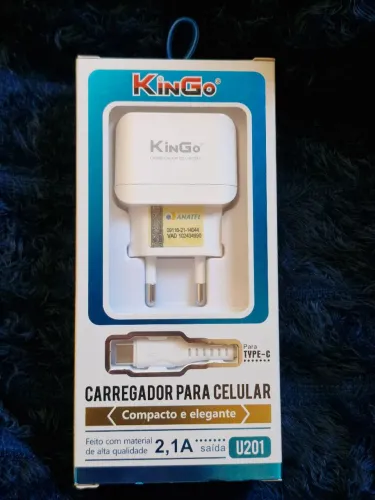 Carregador Tipo-C Fonte De Celular 2,1 A Com Cabo Tipo C Kingo