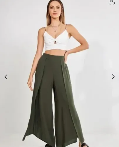 Calça verde com fenda youcom 