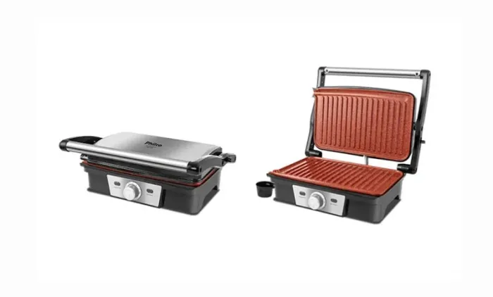  Grill Sanduicheira Inox Antiaderente Redstone com Coletor 1500W 127v, O Maior da Categori