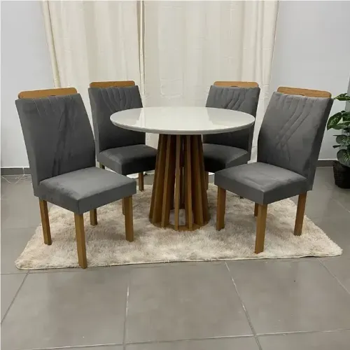 Mesa de Jantar Berlim Redonda com 4 Cadeiras Cel Móveis