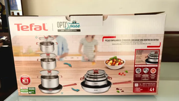 Conjunto de Panelas Tefal Optispace Inox - Novo