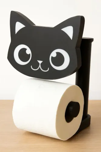 Suporte de Papel Higiênico em Formato de Gatinho.