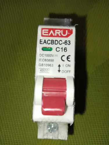 Disjuntor 1P DC CC corrente contínua 1000V 16A Energia Solar NOVO