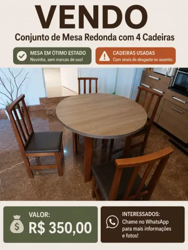 Mesa 4 cadeiras usada