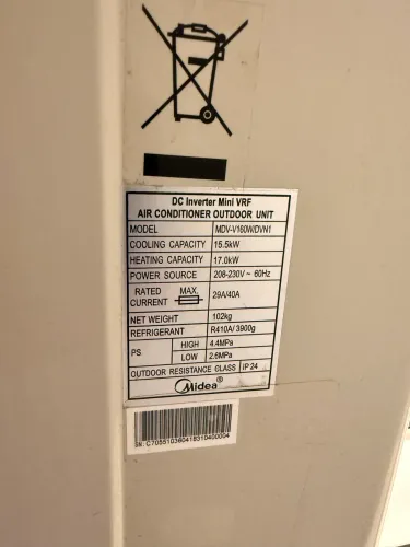 Ar condicionado VRF quente/frio 48.000 com 4 difusoras.