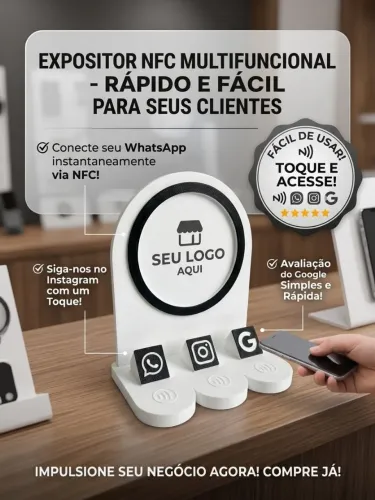 Placa NFC para comércios WhatsApp Instagram avaliação do Google
