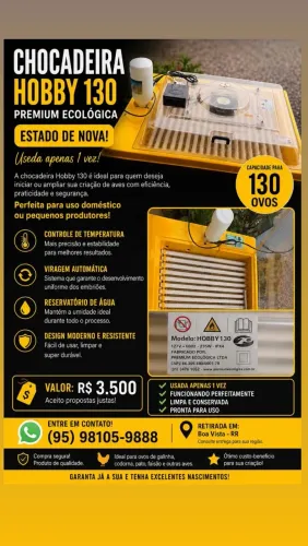 Vende-se chocadeira usada apenas uma vez