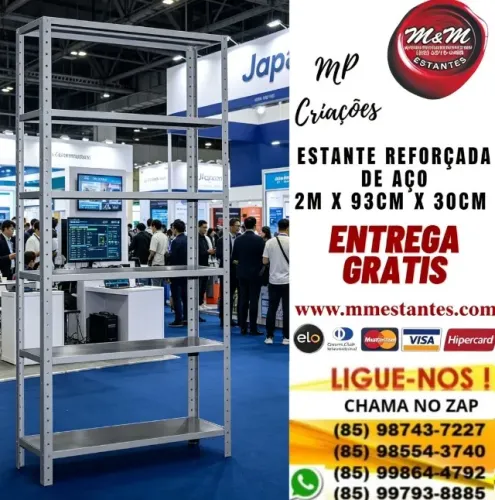 ENTREGA GRÁTIS - ESTANTE REFORÇADA DE AÇO COM 6 BANDEJAS