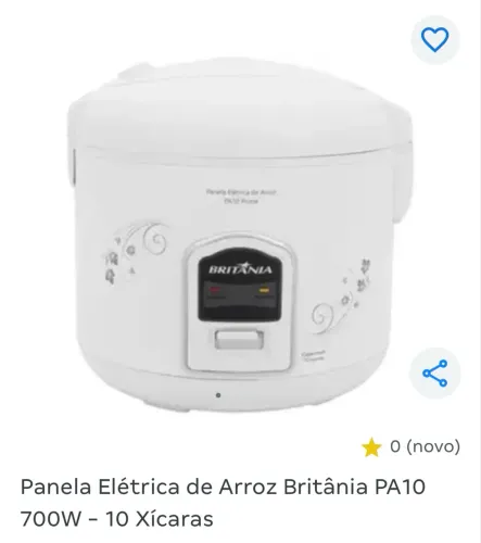 Panela Elétrica de Arroz Britânia PA10 700W - 10 Xícaras