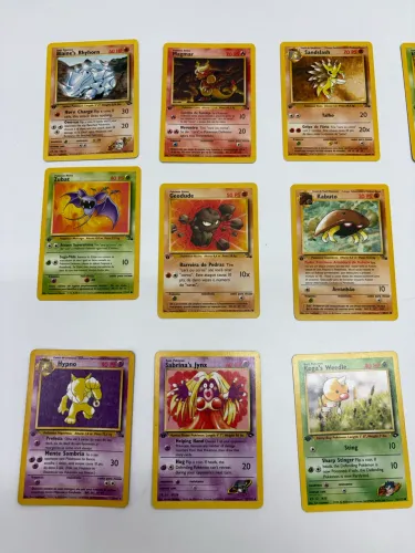 18 cartas pokémon primeira edição