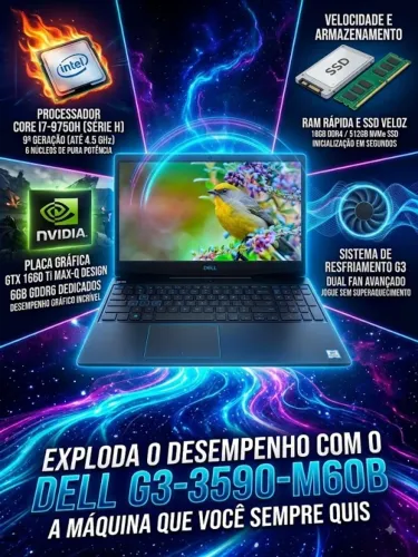 Notebook Gamer Dell G3-3590 i7 GTX1660Ti 16GB RAM 512GB NVME