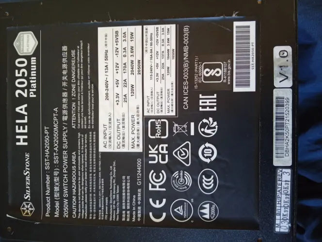 Fonte Silverstone hela 2050w 80 plus Platinum sst-ha2050-pt