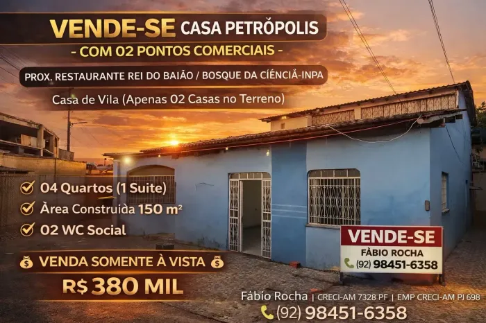 CASA A VENDA PETROPOLIS - COM 02 PONTOS COMERCIAIS  PROX. RESTAURANTE REI DO BAIÃO