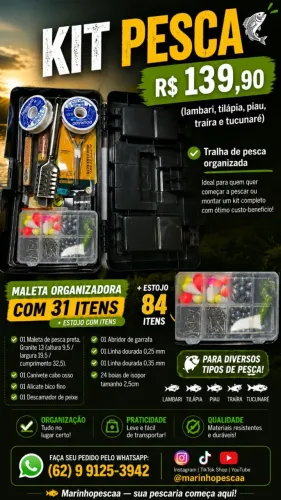 KIT PESCA - 115 ITENS - R$139,90