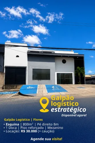 Galpão Logístico 800m² | Flores | Esquina | Doca | Mezanino | Pé-direito 8m