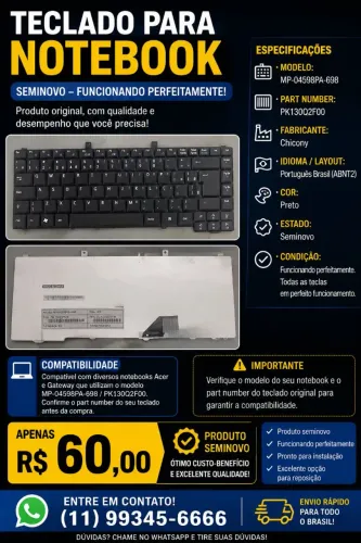 ? TECLADO PARA NOTEBOOK - SEMINOVO