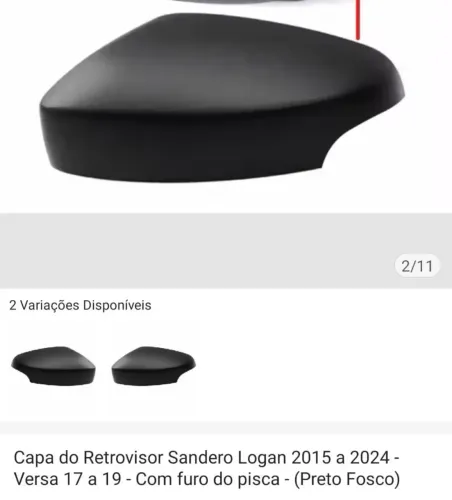 Capa de retrovisorpara automóvel SANDERO lado do motorista. Preto fosco