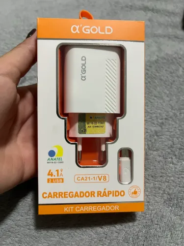 Carregador Rápido 4.1A V8 Micro USB Kit Carregamento Bivolt 110V-240V com Cabo de 1m,