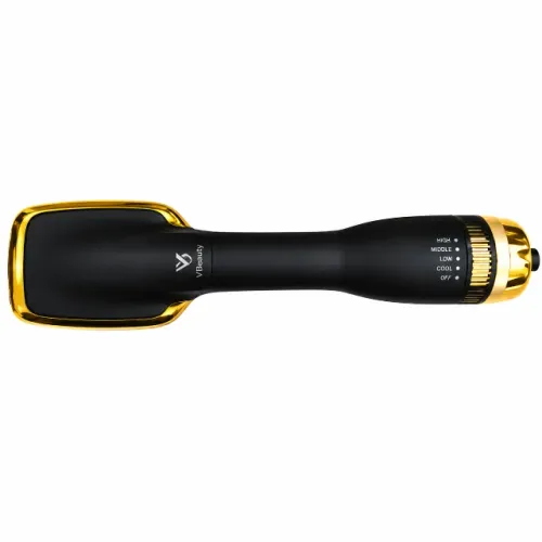 2 em 1 secador de cabelo e escova alisadora - Preto e Dourado (220)