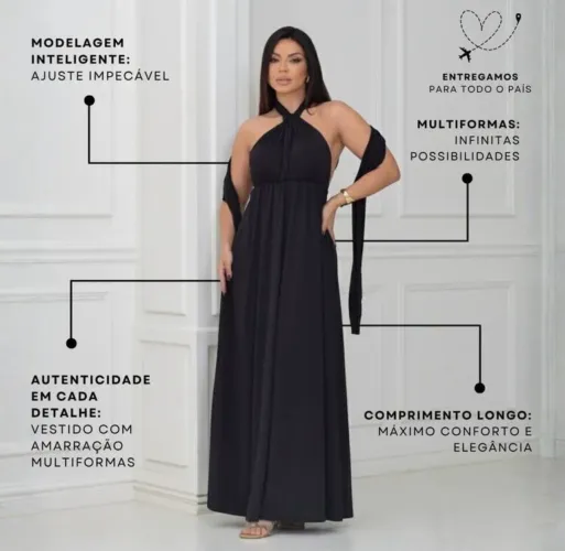 Vestido Longo Feminino Várias Formas Usar MultiUso Amarração