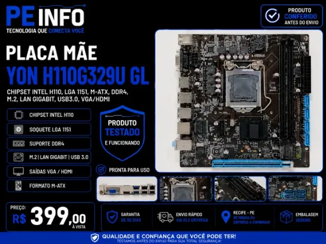 Placa Mãe YON H110 LGA1151 DDR4 M2 HDMI Nova