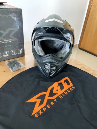 Capacete Motocross X11 Crossover Solides On e Off Road - Cinza