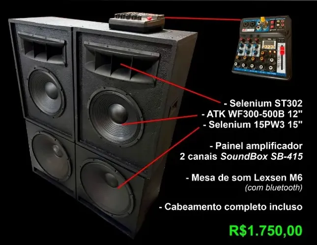 Som completo ativo e mesa de som