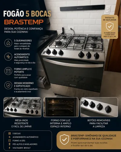 Fogão Brastemp 5 bocas 