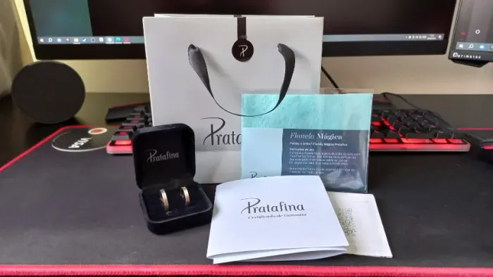 Par de Alianças Prata Fina 950 Acetinadas + Kit Completo (Garantia e Flanela)