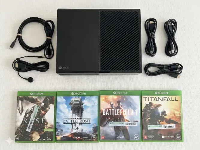 Xbox One + 06 Jogos Físicos + Headset Original + Cabo Óptico | Combo Completo