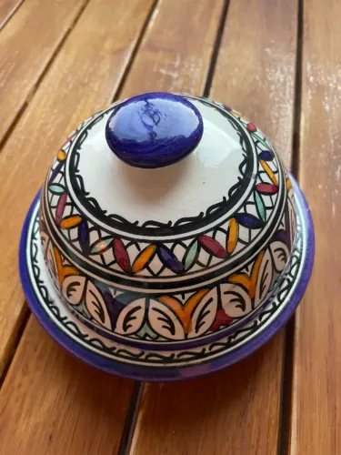 Manteigueira marroquina pintada à mão 