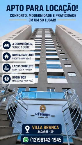 APTO 3 DORMITÓRIOS NOVO LOCAÇÃO VILLA BRANCA